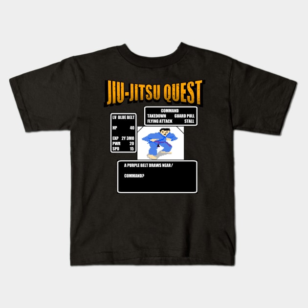 Jiu Jitsu Quest BJJ MMA Retro gaming shirt Kids T-Shirt by eokakoart